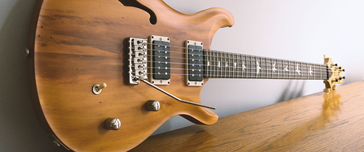 wooden electric guitar
